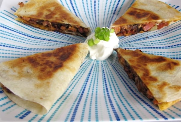 smoked turkey and caramelized onion quesadillas
