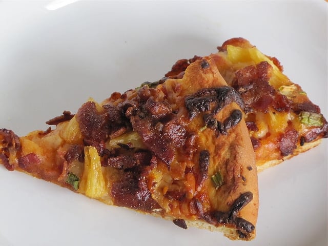 Miss in the Kitchen's Hawaiian Pizza made with Slatherin' Sauce