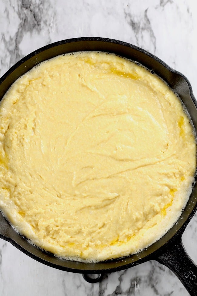 Buttery Skillet Cornbread from scratch baked in a cast iron skillet
