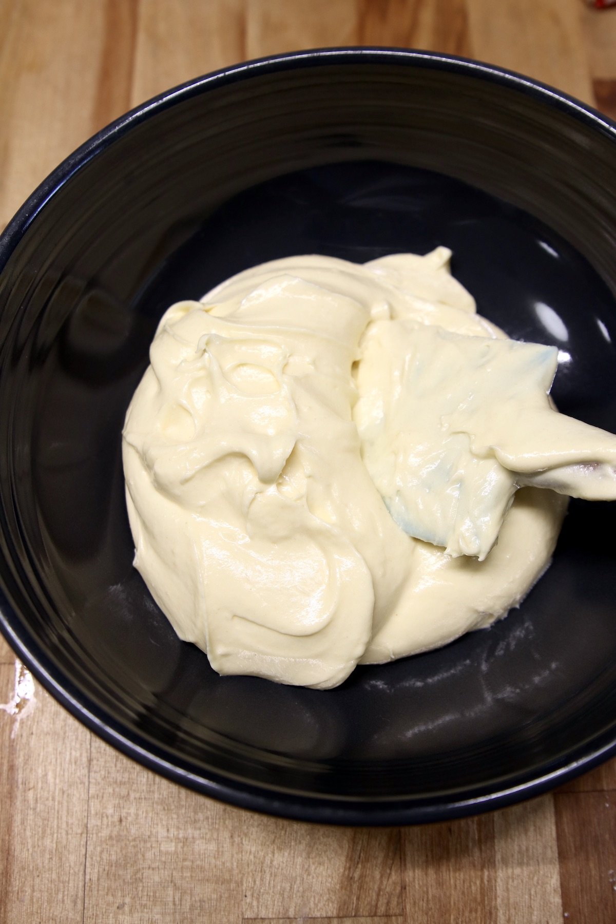 cake mix batter in a small bowl