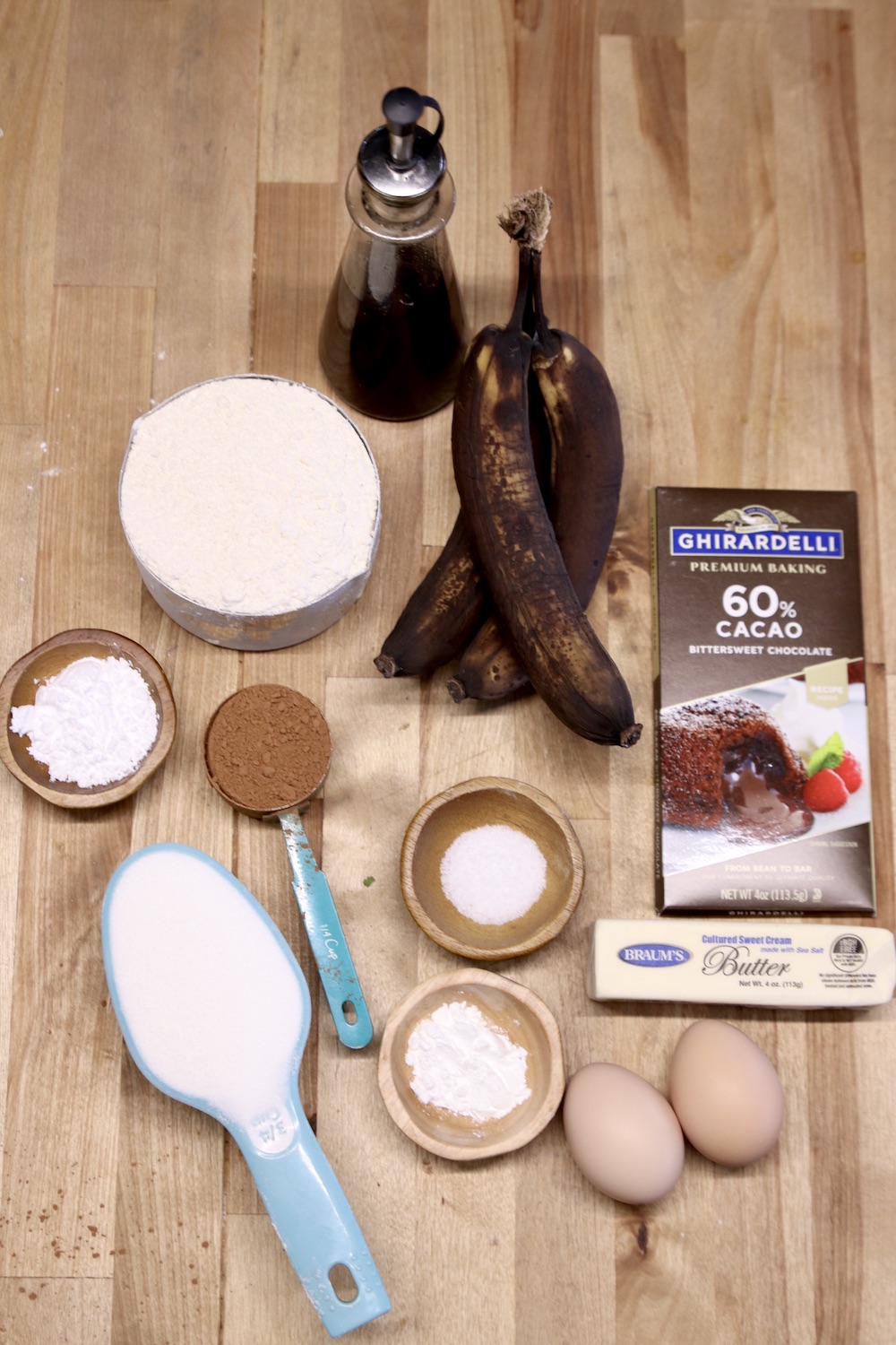 ingredients for chocolate banana bread