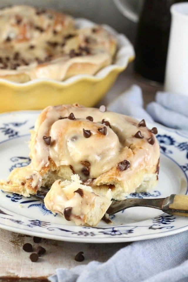Chocolate Chip Sweet Rolls with Peanut Butter Icing