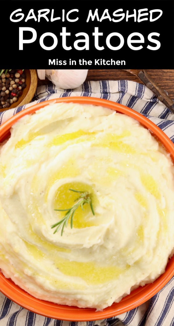 Garlic Butter Mashed Potatoes - text overlay