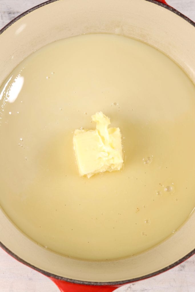 sweetened condensed milk and butter in a saucepan