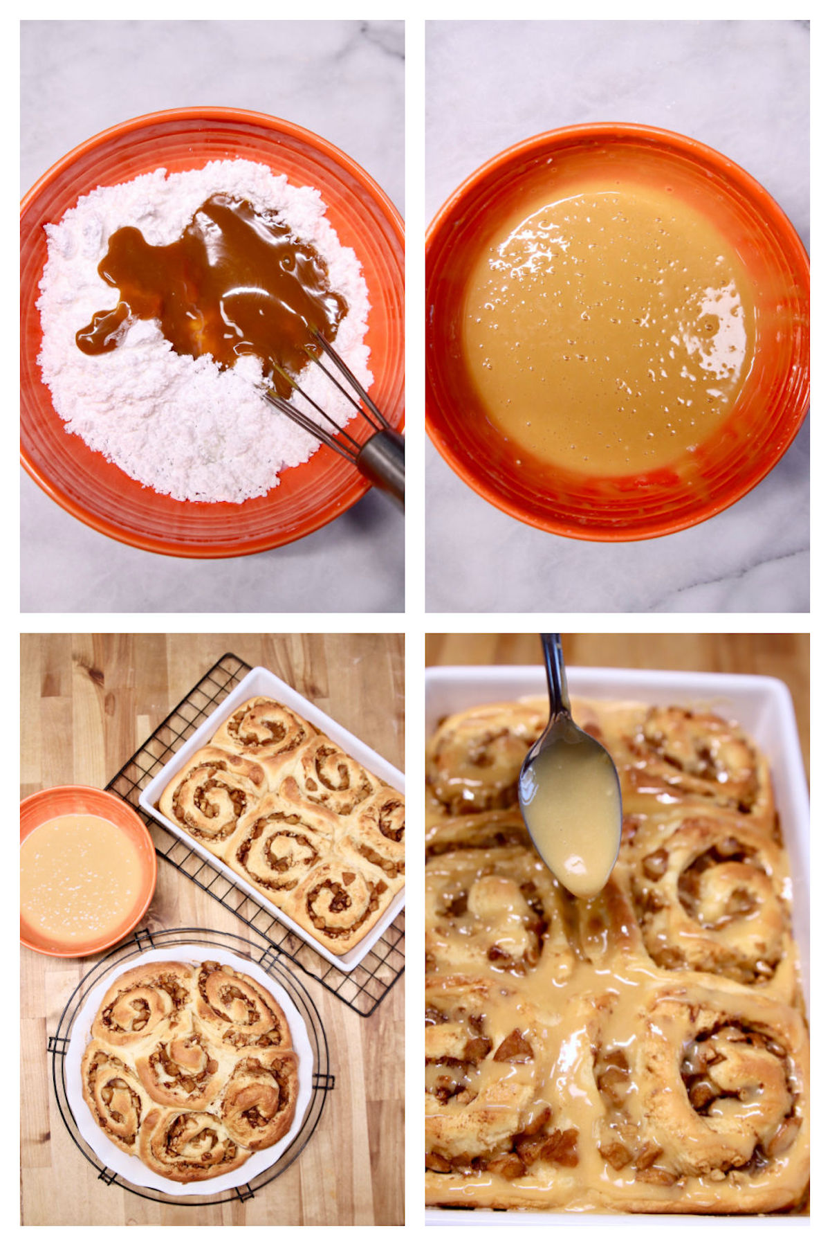 making caramel icing, drizzling over baked cinnamon rolls