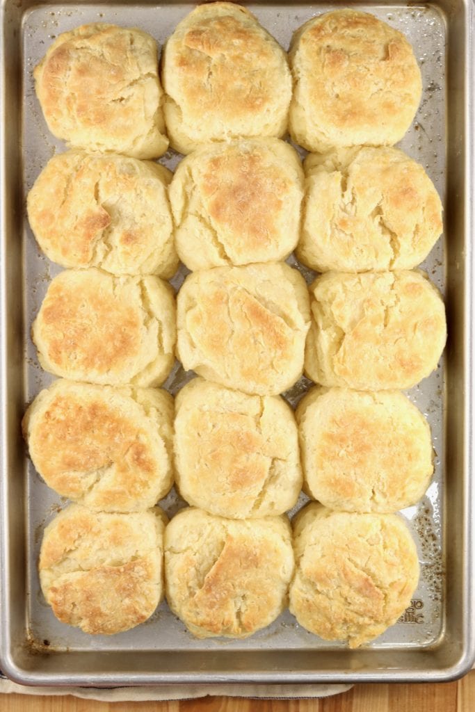 pan of baked biscuits