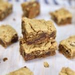 Chewy Chunky Blondies are a loaded cookie bar dessert with chunks of chocolate, walnuts and toffee bits. A rich and delicious treat that is totally irresistible.