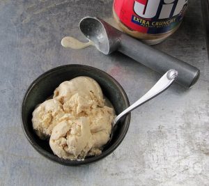 Peanut Butter Ice Cream in bowl with spoon
