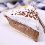 Slice of chocolate pie with cool whip