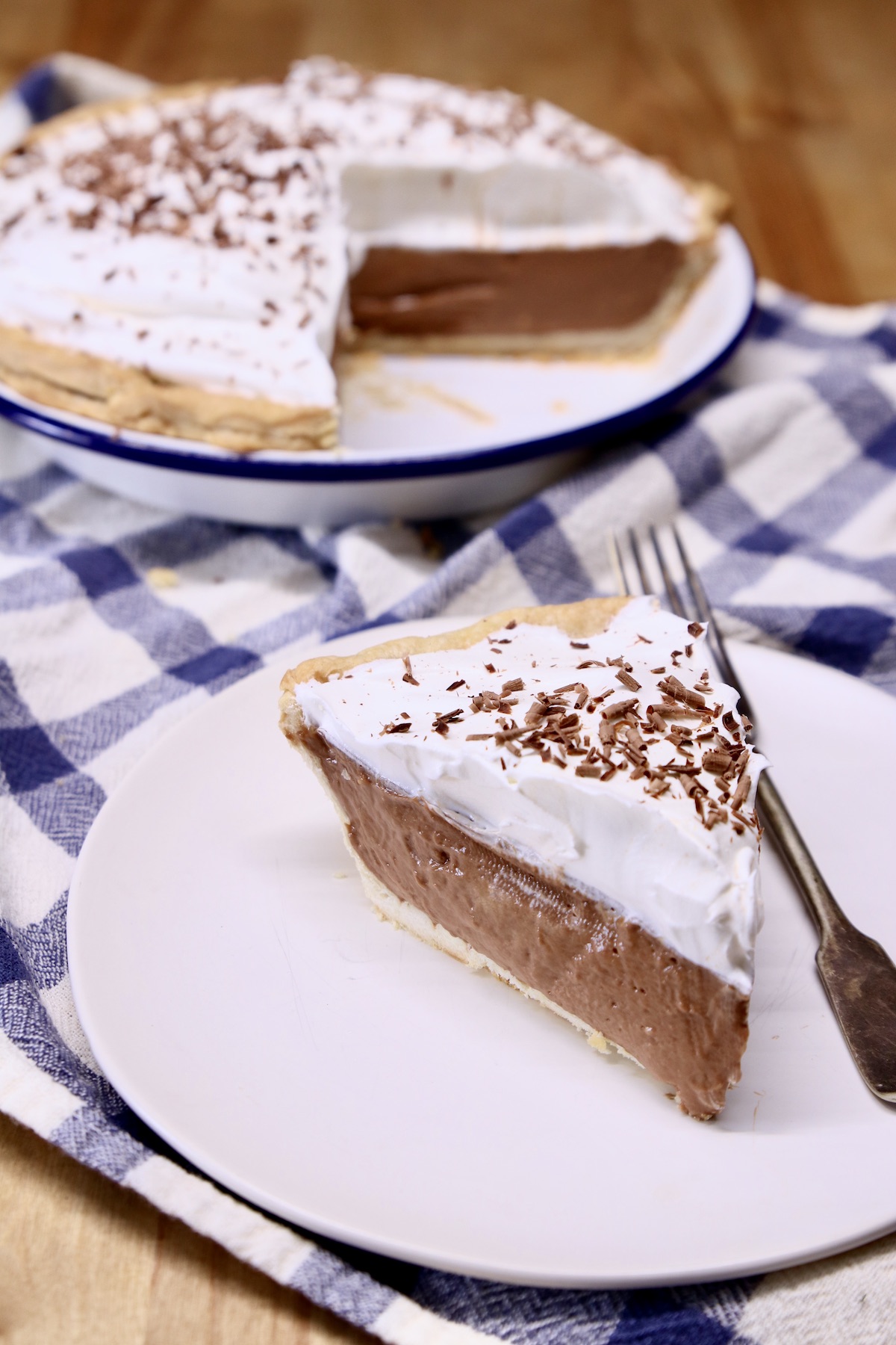 slice of chocolate pie with cool whip