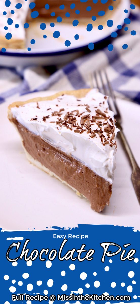 slice of chocolate pie with text overlay