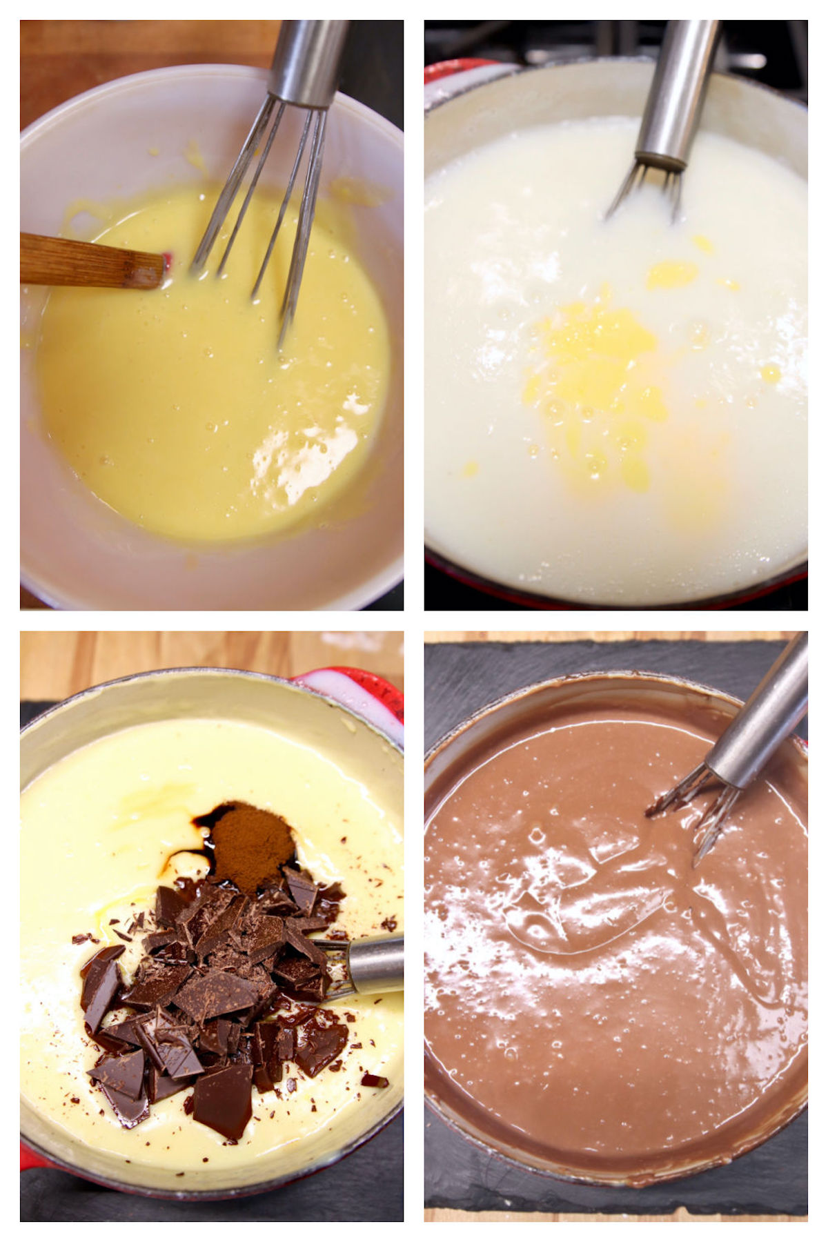 step-by-step tempering eggs - chocolate pie