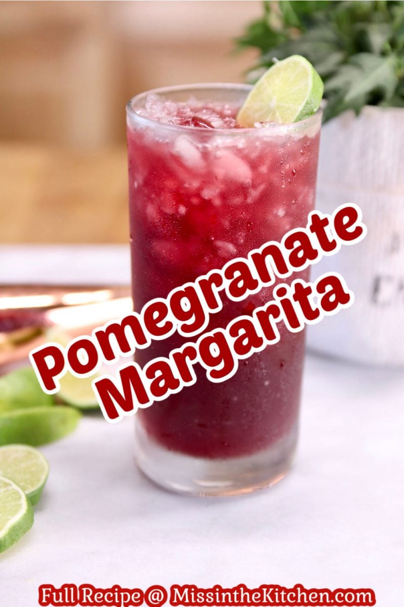 Pomegranate Margarita cocktail with text overlay