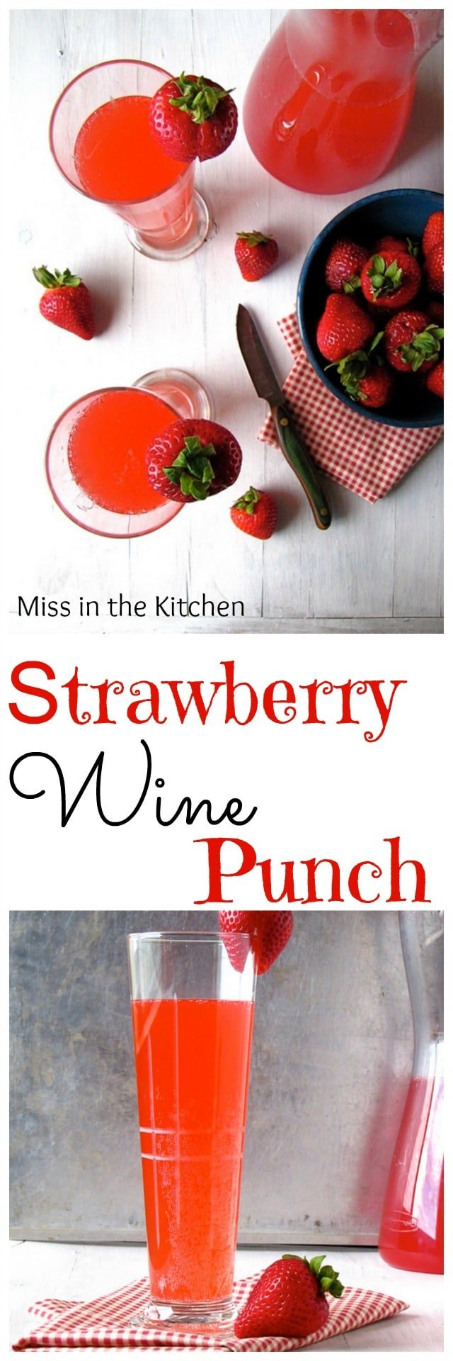 Strawberry Wine Punch Cocktail Recipe from MissintheKitchen.com