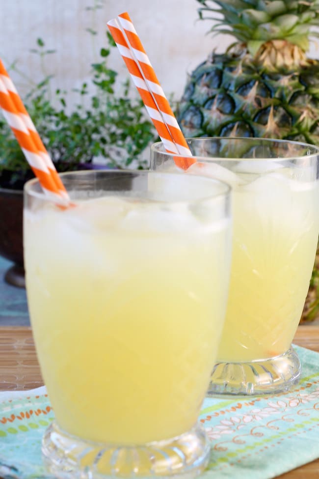 Pineapple Lemonade with striped straws