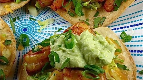 Avocado Crema over Shrimp Toastadas | Miss in the Kitchen