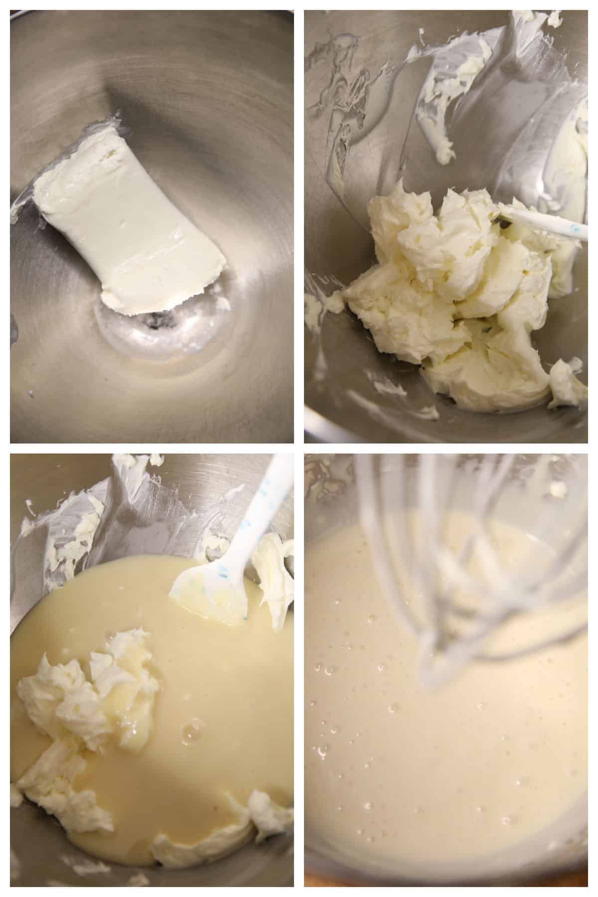 Collage whipping cream cheese and sweetened condensed milk.
