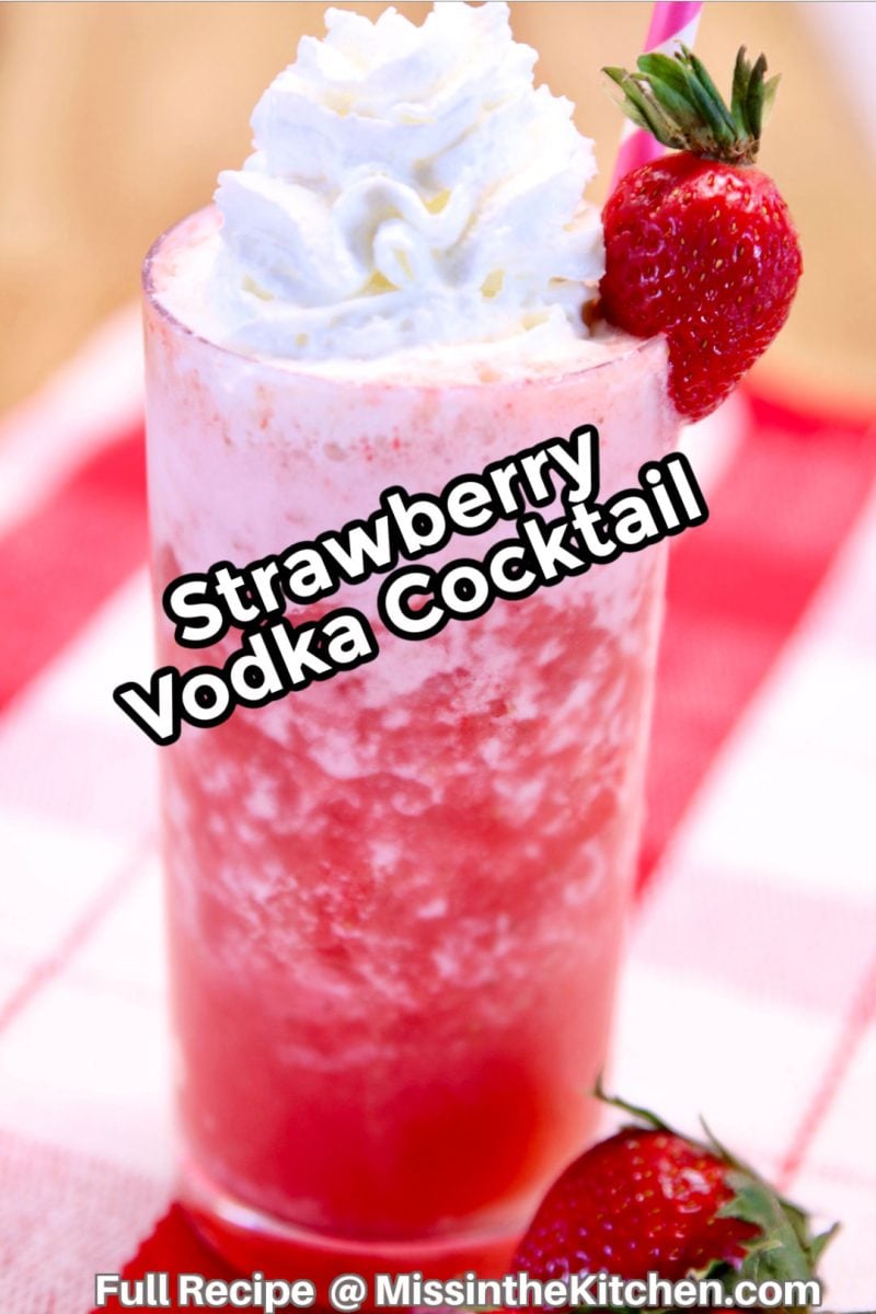 Strawberry Cocktail with whipped cream and strawberry.