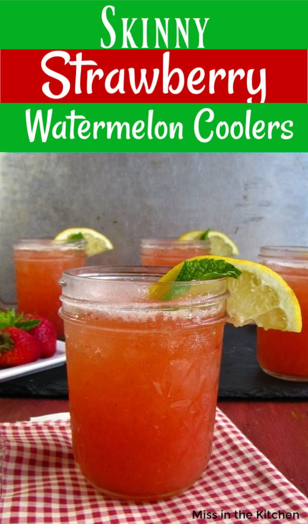 Skinny Strawberry Watermelon Coolers in mason jars