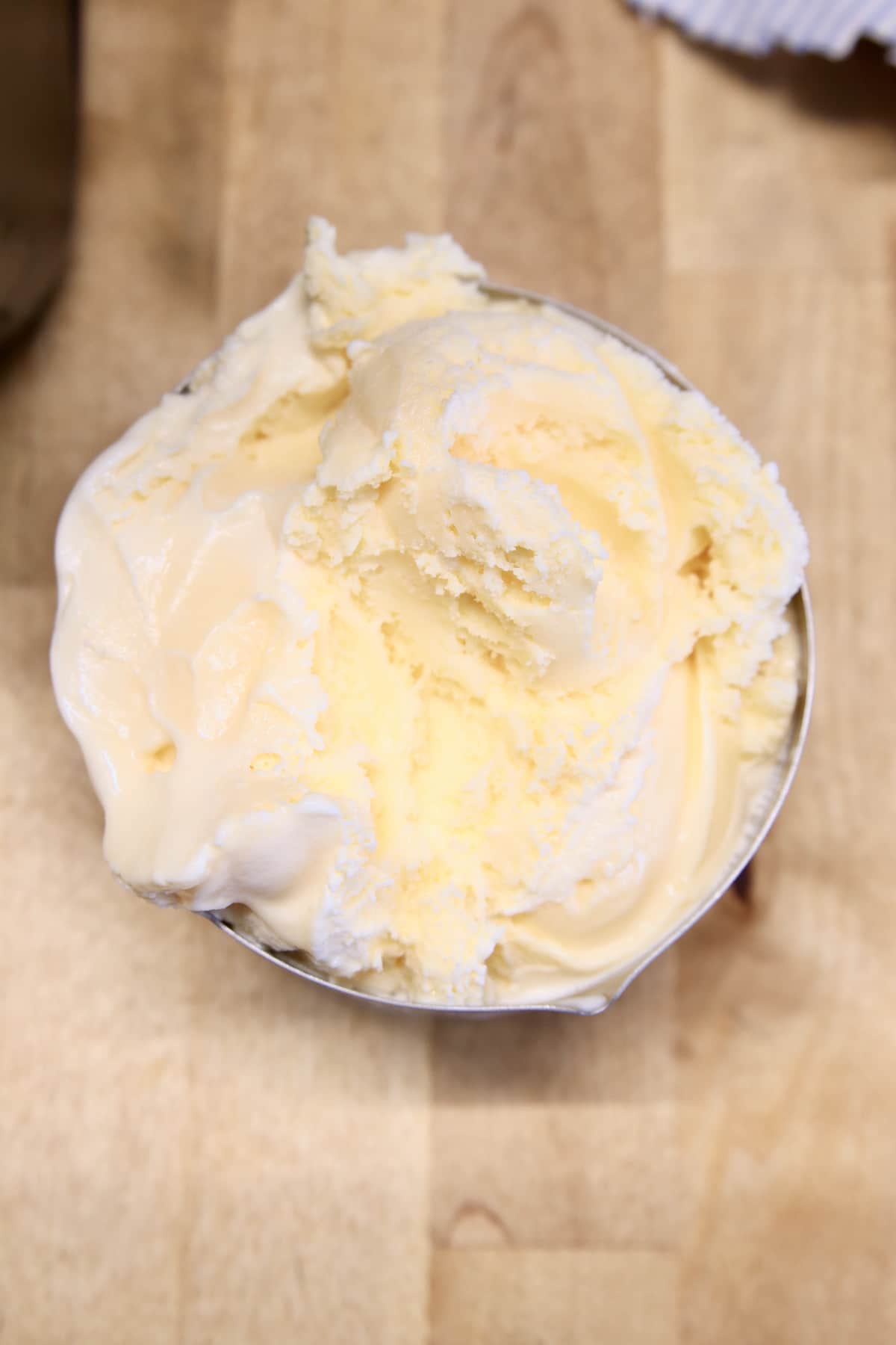 Softening vanilla ice cream.