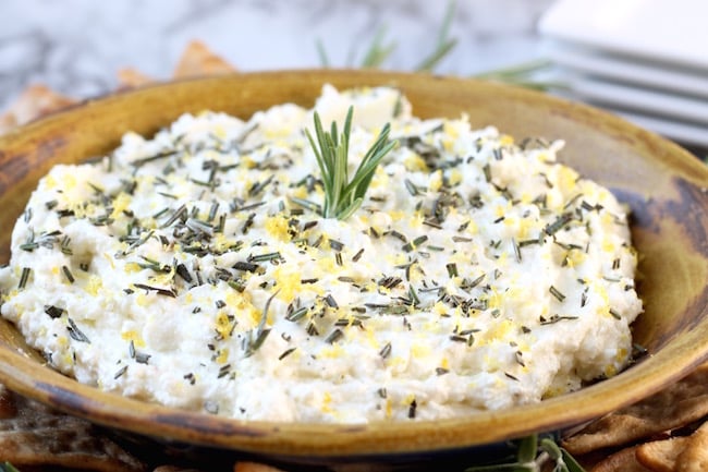 Whipped Feta Spread with Lemon, Garlic and Rosemary