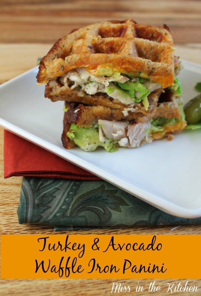 Turkey and Avocado Waffle Iron Panini from Miss in the Kitchen