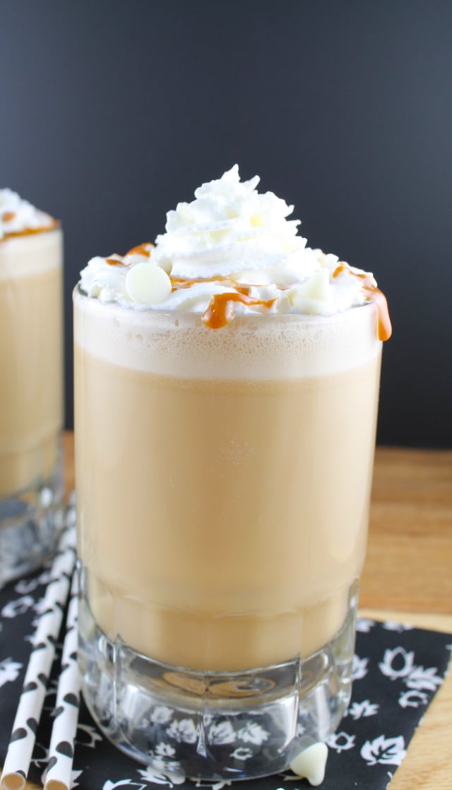 white chocolate-caramel frappuccino recipe from Miss in the Kitchen