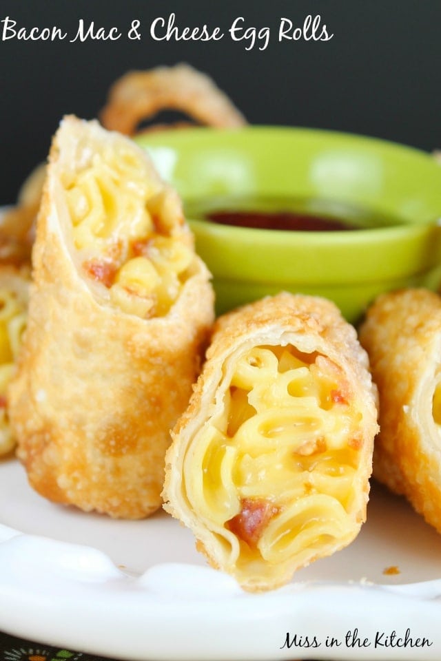 Bacon Mac & Cheese Egg Rolls from Miss in the Kitchen