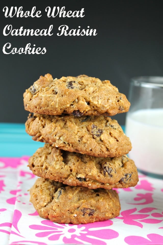 Whole Wheat Oatmeal Raisin Cookies from Miss in the Kitchen