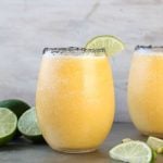 Frozen Peach Margarita Recipe ~ Easy slushie cocktail perfect for summer parties!