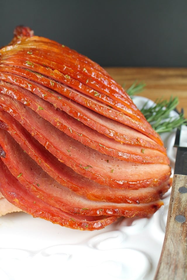 Maple, Dijon and Rosemary Glazed Ham from Miss in the Kitchen