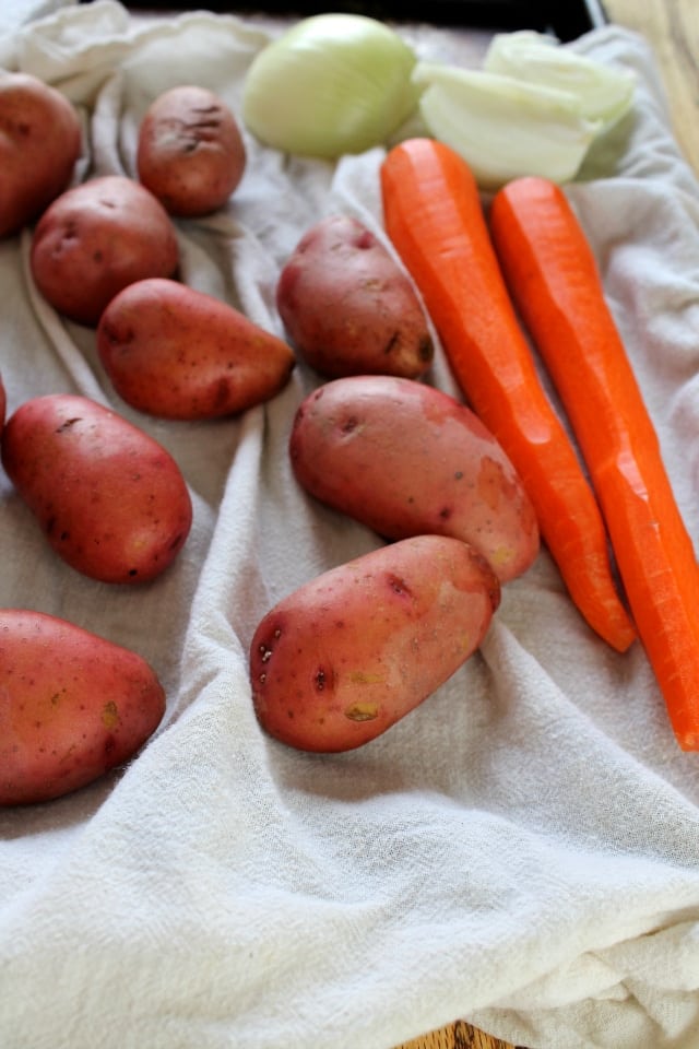 potatoes, carrots, onions
