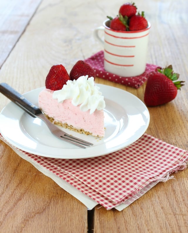 Strawberry Cheesecake Ice Cream Pie Recipe from Miss in the Kitchen