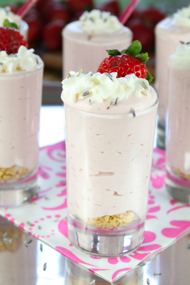 Strawberry Lavender Mousse Recipe from Miss in the Kitchen #cookforthecure