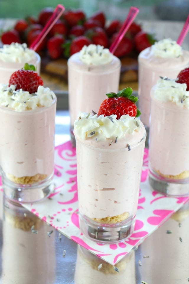 Strawberry Lavender Mousse from Miss in the Kitchen #cookforthecure