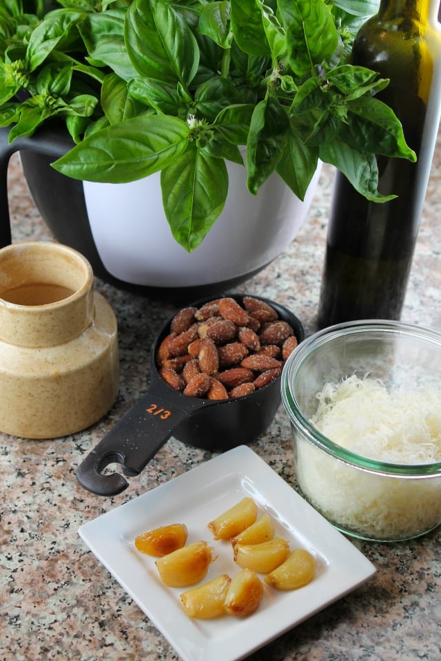 Ingredients for Roasted Garlic Basil Pesto