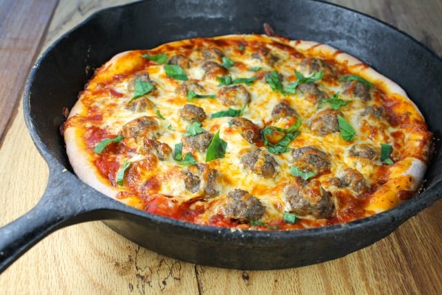 Pesto Meatball Pizza Miss in the Kitchen