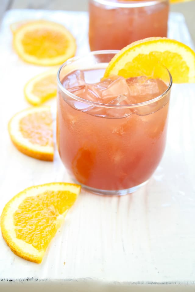 Orange Pomegranate Moscato Cocktail from Miss in the Kitchen
