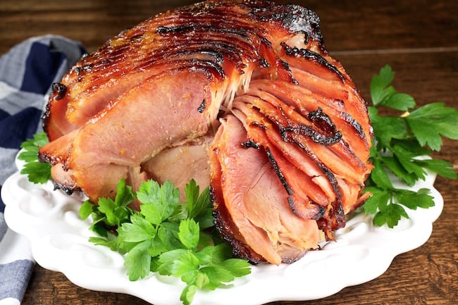 Easy four ingredient Peach and Ginger Glazed Ham