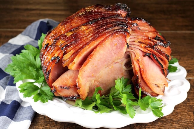 Peach and Ginger Glazed Spiral Sliced Ham for holiday dinners