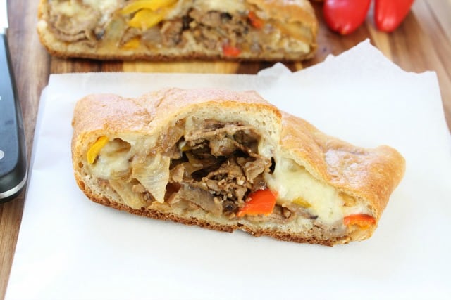 Easy Cheesesteak Stromboli from Miss in the Kitchen #recipe