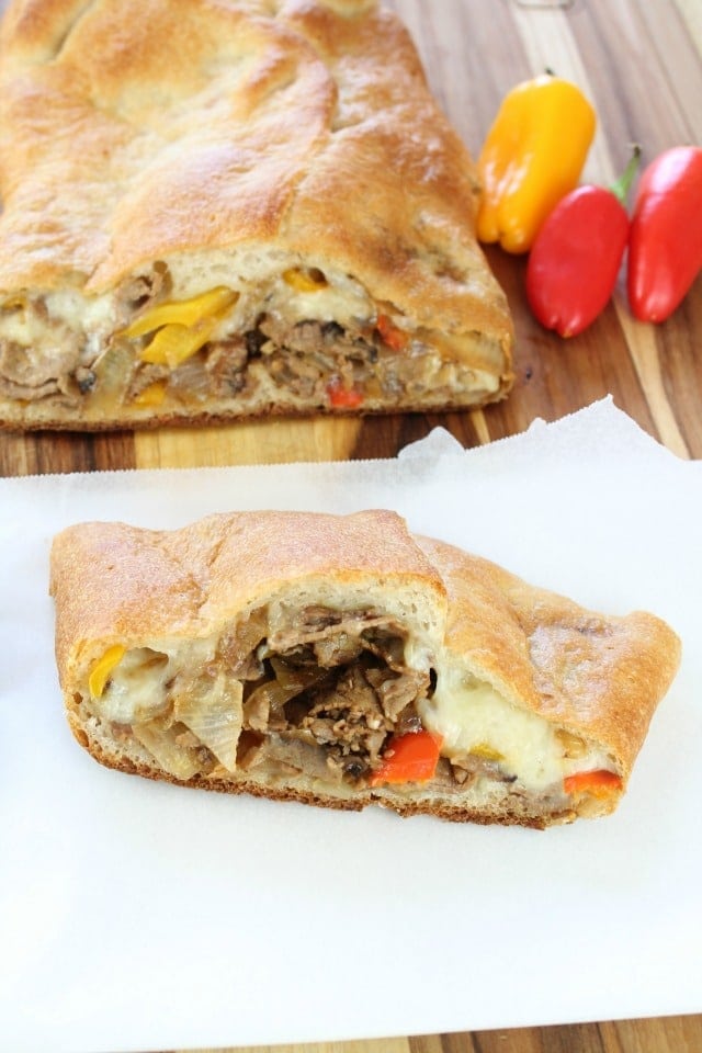 Easy Cheesesteak Stromboli is a quick and delicious meal ready in just 30 minutes. Recipe from missinthekitchen.com