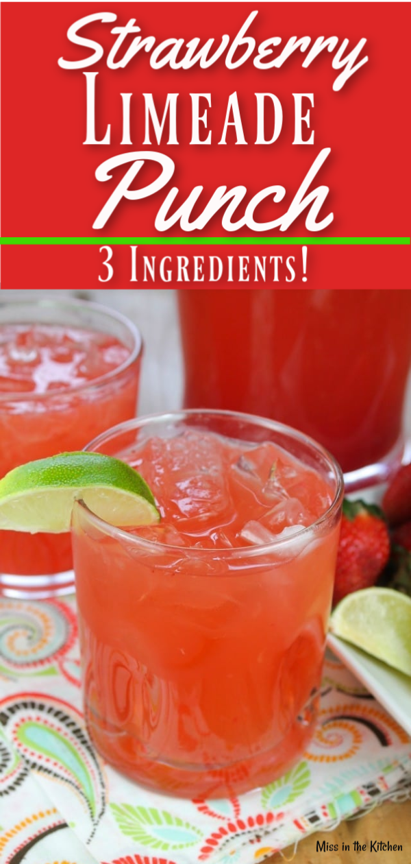 3 Ingredient Strawberry limeade Party Punch