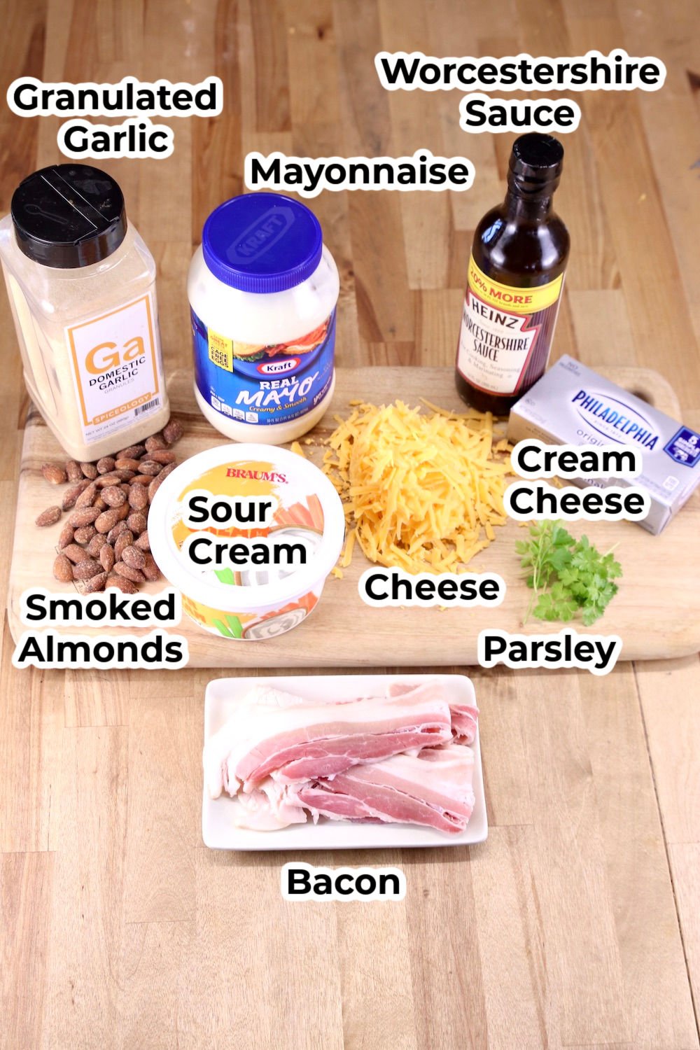 Ingredients for dip with text labels