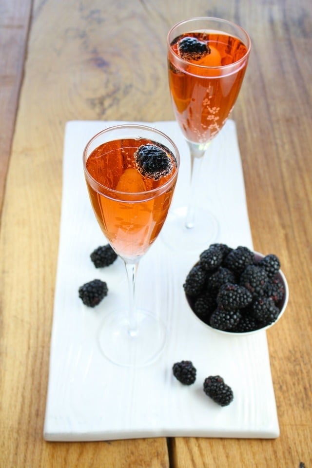 Blackberry Kir Royale Cocktail from Miss in the Kitchen