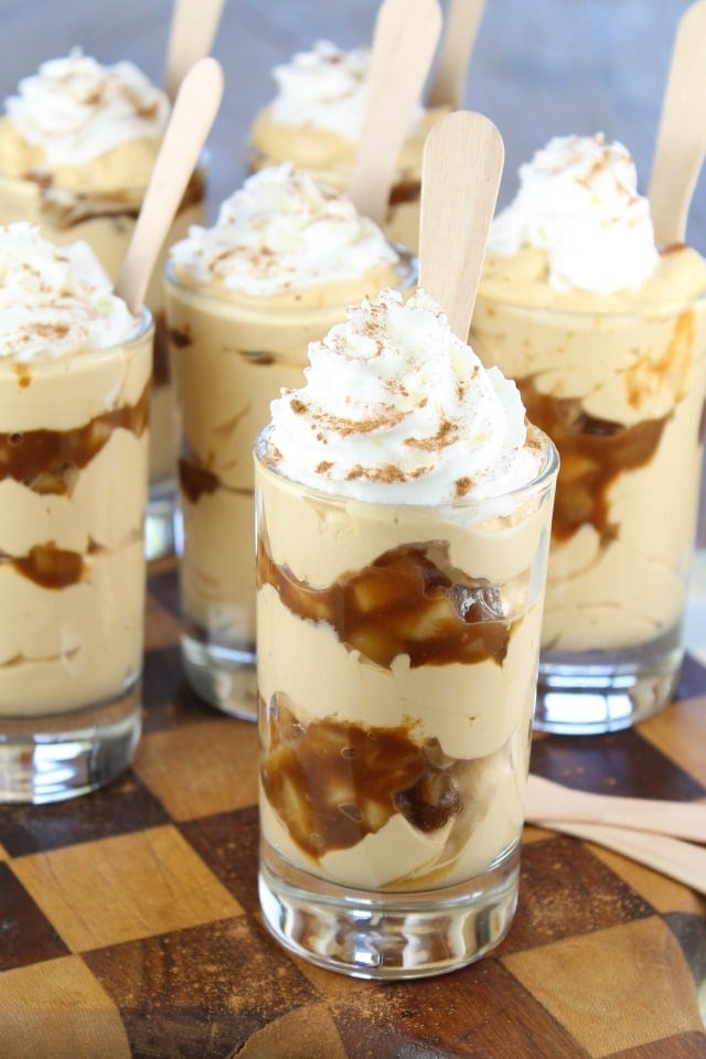 Caramel Apple Pie Cheesecake Shooters from missinthekitchen.com #AppleButterSpin