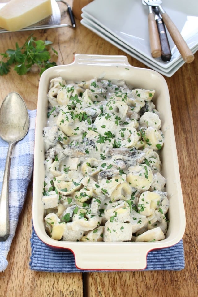 Chicken and Mushroom Tortellini Bake from Miss in the Kitchen