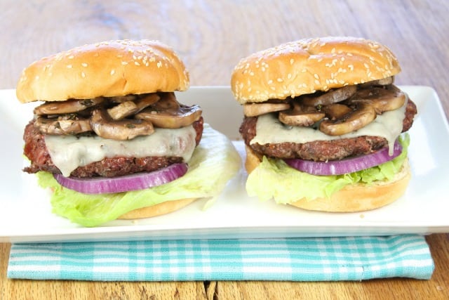 Gourmet Burgers with Red Wine Braised Mushrooms from Miss in the Kitchen