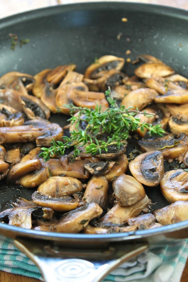 Red WIne Braised Mushrooms from Miss in the Kitchen Perfect for topping steaks and gourmet burgers