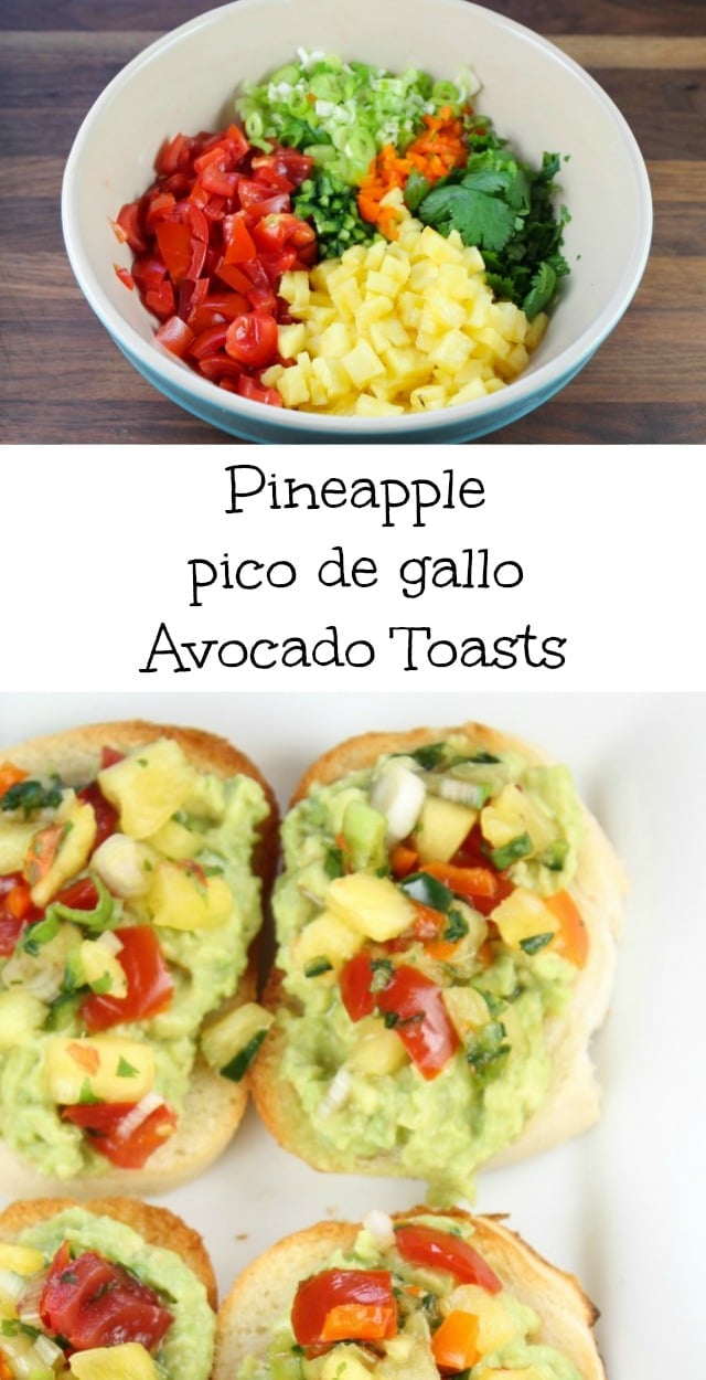 Pineapple pico de gallo Avocado Toasts Recipe from missinthekitchen.com #appetizer